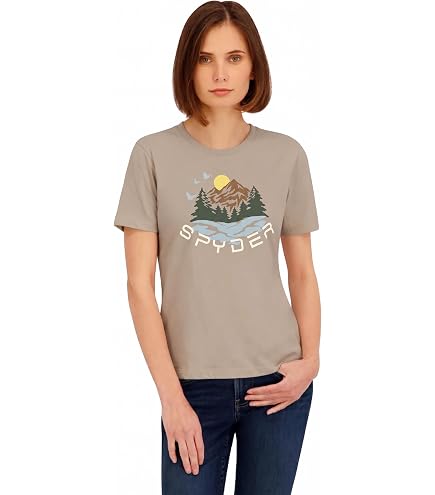 Spyder Womens Floral Wordmark Logo Graphic Short Sleeve Tee T